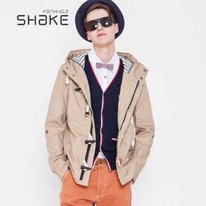 马克华菲型格shake2014秋款休闲百搭连帽夹克外套3131101001 卡其色 xl