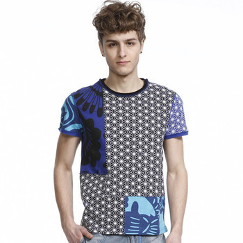 马克华菲男装时尚圆领纯棉短袖T恤 7112021101 蓝色 XL 舒适与潮流的完美结合